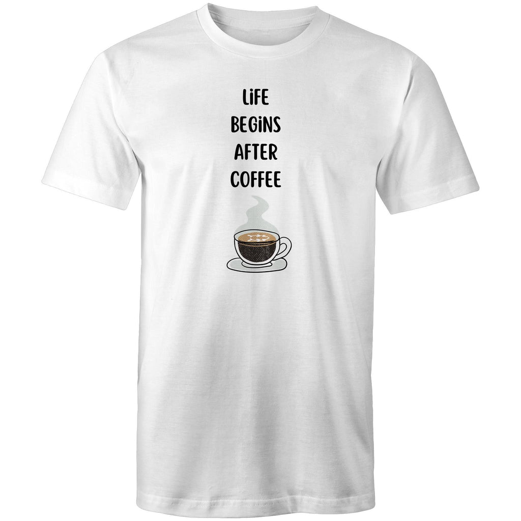 Life Begins After Coffee - Mens T-Shirt White Mens T-shirt Coffee Printed In Australia
