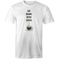 Life Begins After Coffee - Mens T-Shirt White Mens T-shirt Coffee Printed In Australia