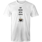 Life Begins After Coffee - Mens T-Shirt White Mens T-shirt Coffee Printed In Australia