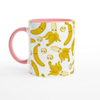 Happy Bananas - White 11oz Ceramic Mug with Colour Inside Ceramic Pink Colour 11oz Mug food Globally Fulfilled