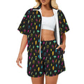 Fun Lightning Women's Windbreaker Short Set 2XL Women's Windbreaker Short Set comic Printed Offshore