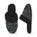 Equations In Green And Pink Women's Fur Trim Thick-Sole Indoor Slippers Women's Fur Trimmed Slippers Maths Printed Offshore