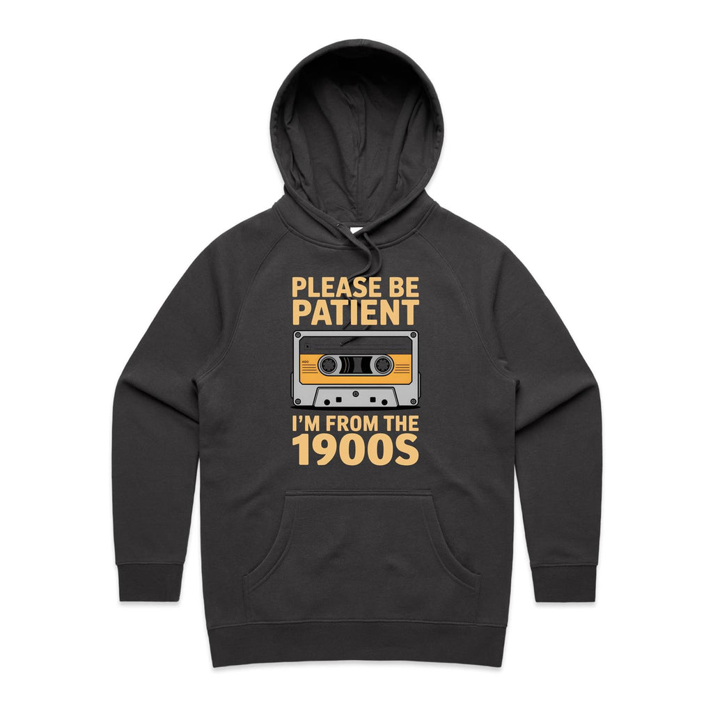 Please Be Patient, I'm From The 1900's Women's AS Colour Hoodie Coal Womens Hoodie Music Printed In Australia Retro