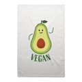 Vegan Avocado AS Colour Tea Towel White One Size Tea Towel Food Printed In Australia