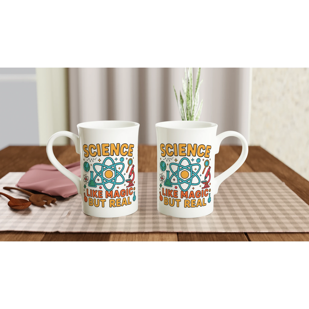 Personalised - Science, Like Magic But Real - White 10oz Porcelain Slim Mug Personalised Porcelain Mug Globally Fulfilled Science