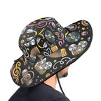 Retro Music Mix Wide Brim Bucket Hat Wide Brim Bucket Hat Music Printed Offshore Retro