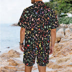 Quavers, Music Notes Men's Hawaiian Shirt & Shorts Set Men's Hawaiian Shirt & Shorts Set Music Printed Offshore