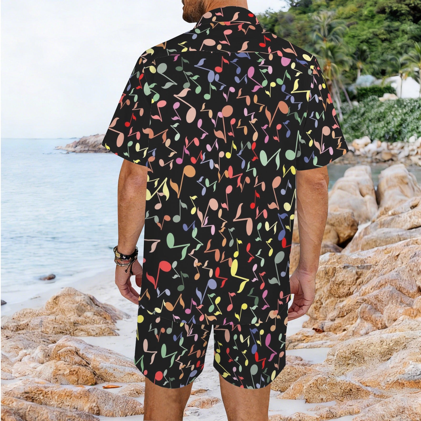 Quavers, Music Notes - Men's Hawaiian Shirt & Shorts Set
