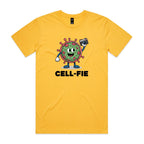 Cell-fie Cell Selfie Men's AS Colour T-shirt Yellow Mens T-shirt Printed In Australia Science