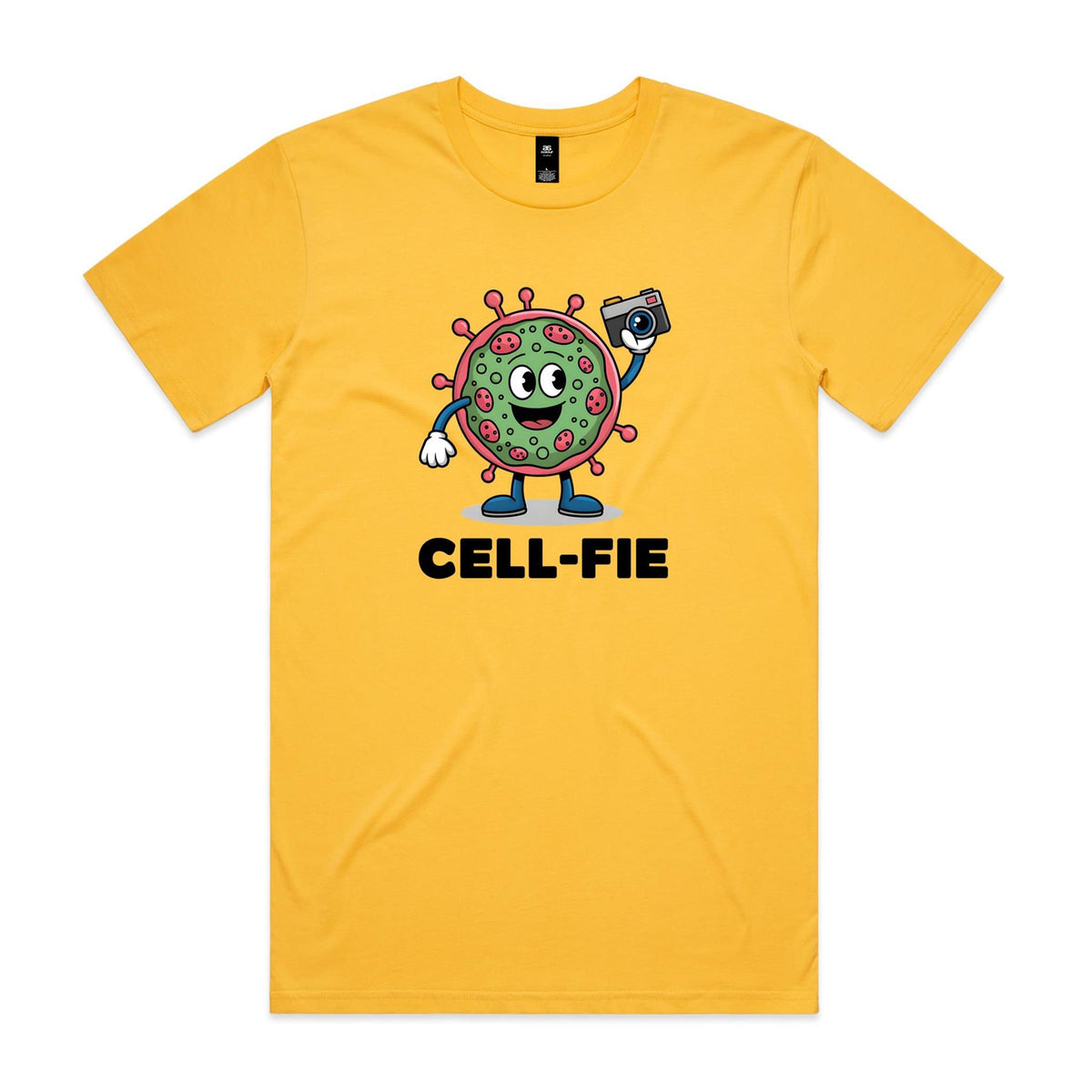 Cell-fie Cell Selfie Men's AS Colour T-shirt Yellow Mens T-shirt Printed In Australia Science