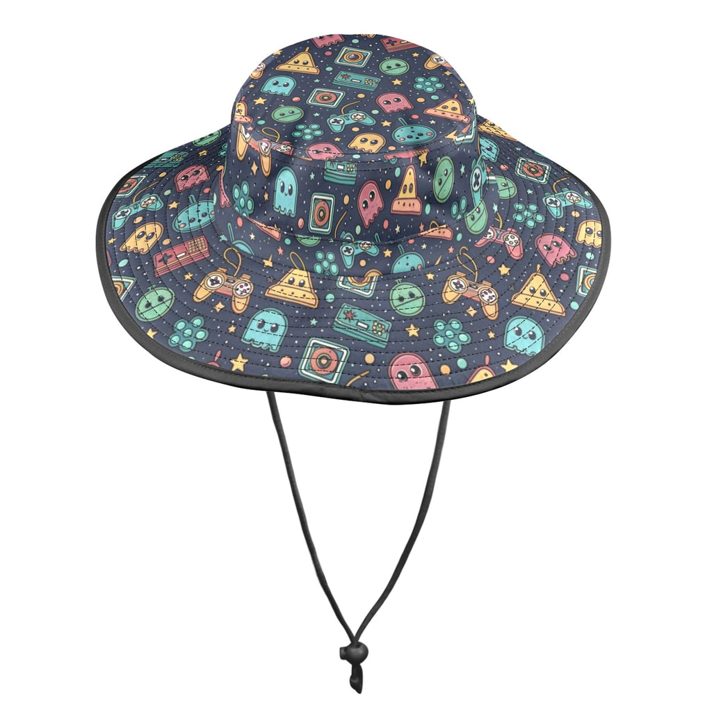 Video Game Wide Brim Bucket Hat Wide Brim Bucket Hat Games Printed Offshore Retro