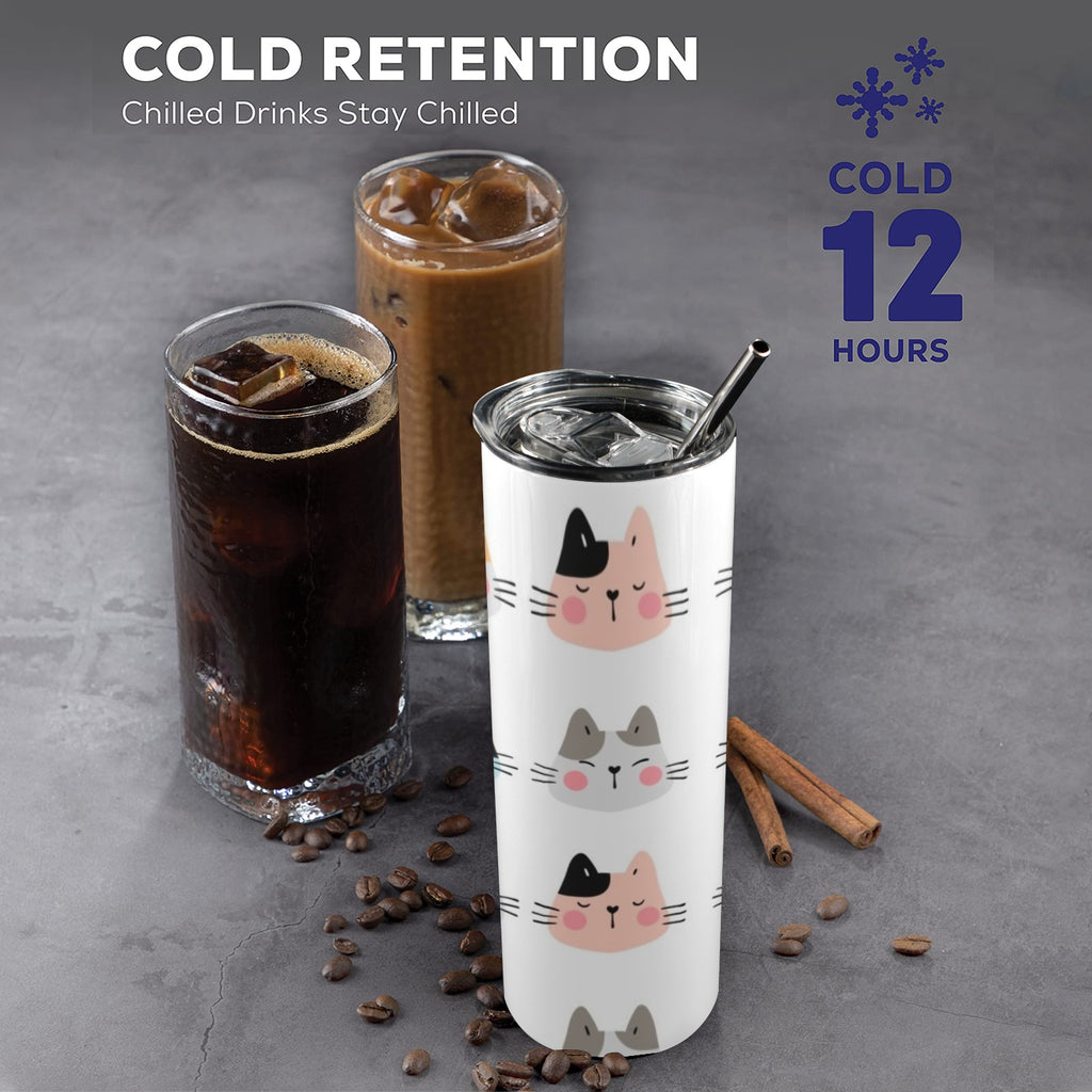 Cat Faces - 20oz Tall Skinny Tumbler with Lid and Straw