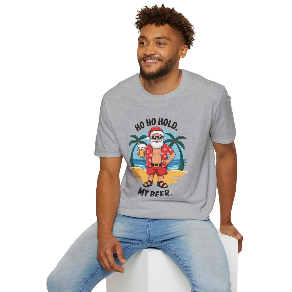 Summer Santa, Ho Ho Hold My Beer - Unisex Softstyle T-Shirt