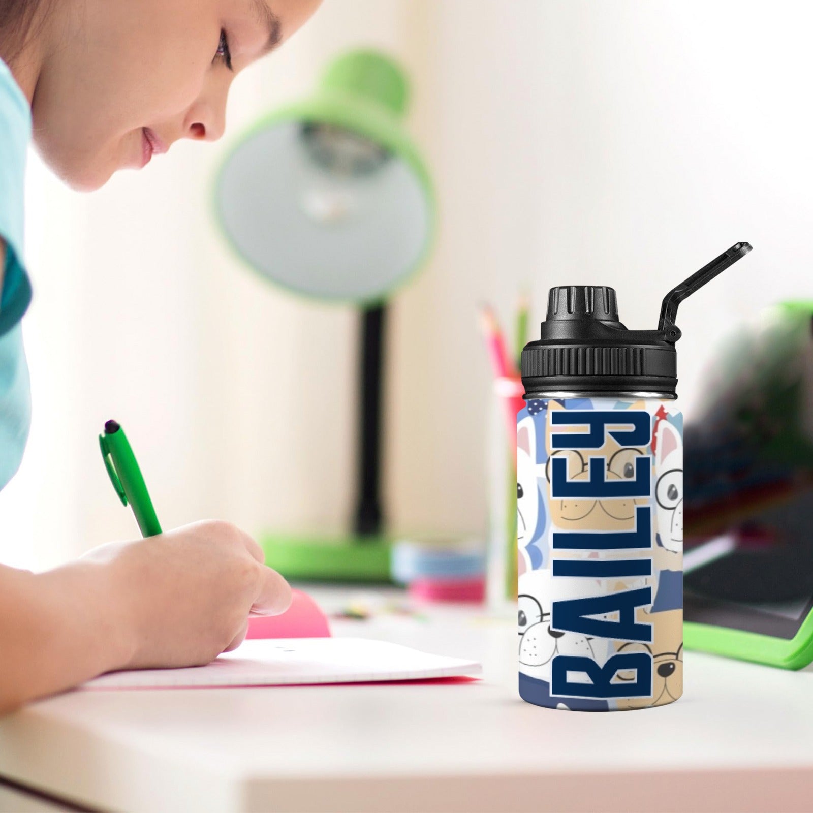 Personalised - Dog Crowd - Kids Stainless Steel Water Bottle