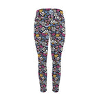 Graphic Flowers On Black Women's High Waist Pockets Yoga Leggings Women's High Waist Pockets Yoga Leggings Plants Printed Offshore