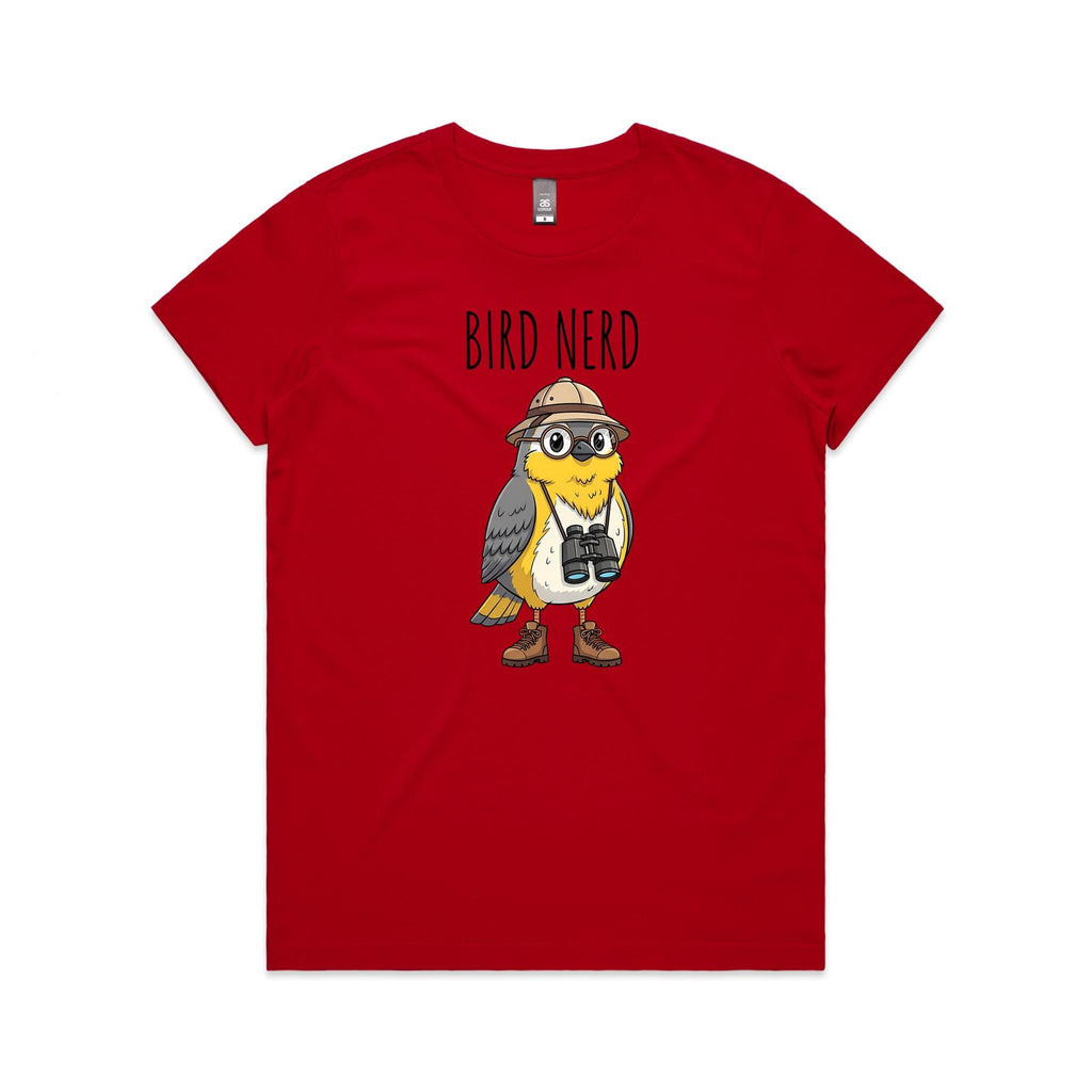 Bird Nerd 2 Women's AS Colour T-shirt Red Womens T-shirt animal Birds Printed In Australia