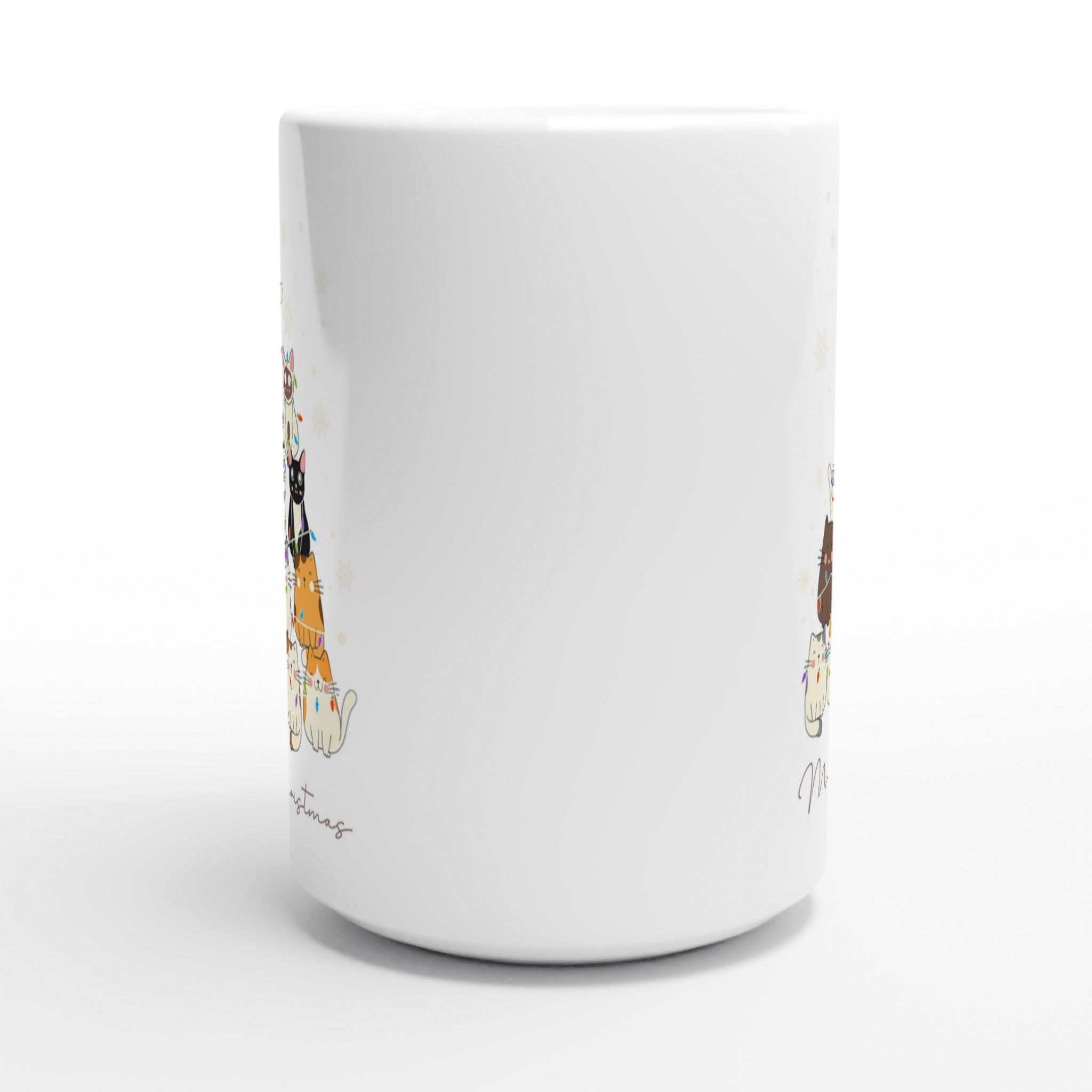 Cats Merry Christmas - White 15oz Ceramic Mug Christmas 15oz Mug Christmas Globally Fulfilled