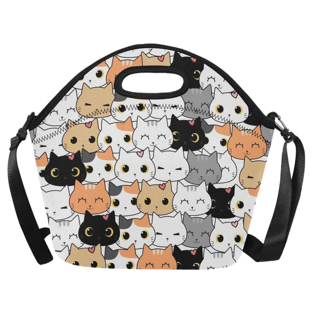 Cute Cartoon Cats - Neoprene Lunch Bag One Size Neoprene Lunch Bag Printed Offshore