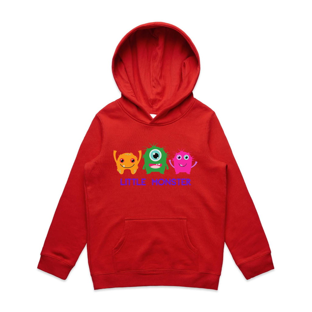 Little Monster - Kids Hoodie Red Kids Hoodie Printed In Australia