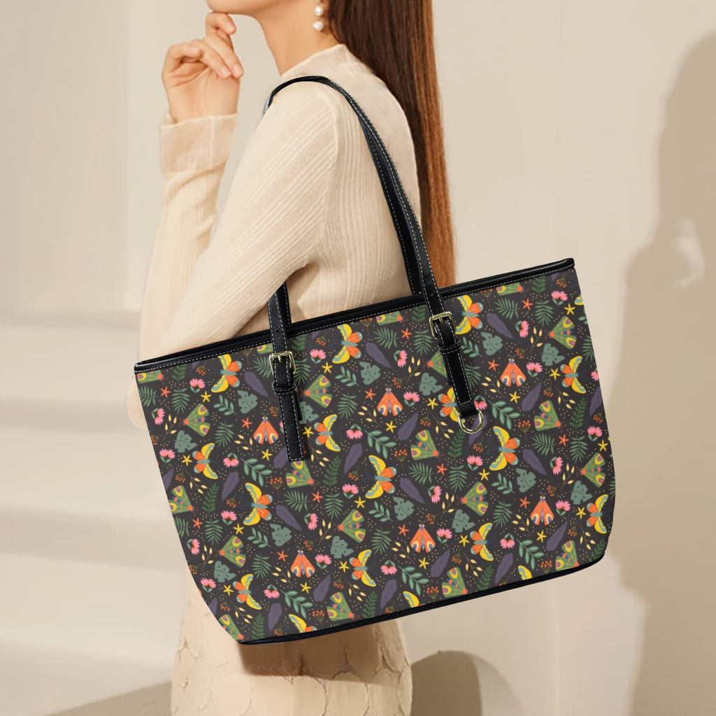 Dark Butterfly PU Leather Tote Bag Large Leather Tote Bag-Large animal Printed Offshore