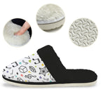 Music Time Women's Fur Trim Thick-Sole Indoor Slippers Women's Fur Trimmed Slippers Music Printed Offshore