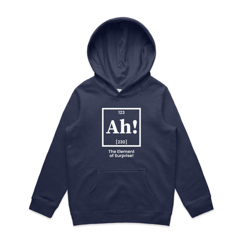 Ah! The Element Of Surprise Kids AS Colour Hoodie Midnight Blue Kids Hoodie Printed In Australia Science