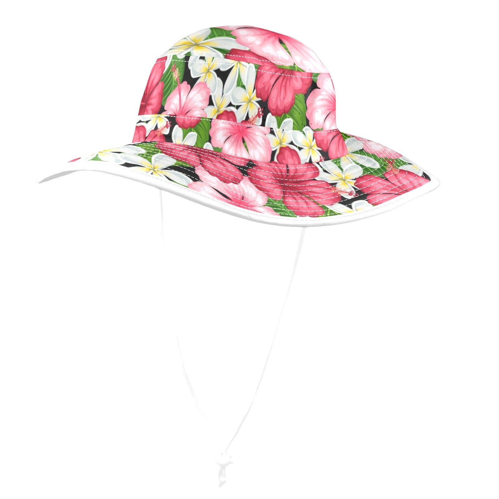 Hibiscus Wide Brim Bucket Hat Wide Brim Bucket Hat Plants Printed Offshore