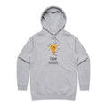 Think Positive, Lightbulb - Womens Hoodie Grey Marle Womens Hoodie Positivity Printed In Australia