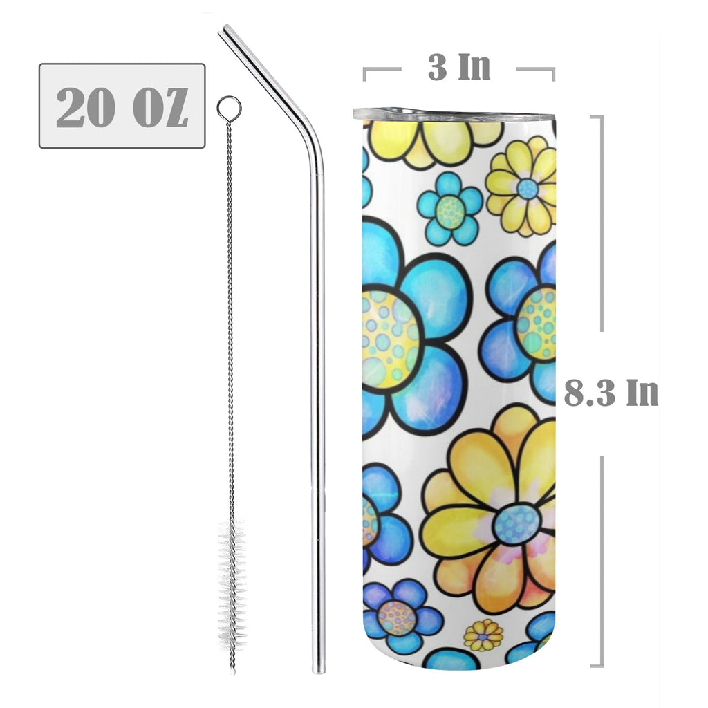 Simple Flowers - 20oz Tall Skinny Tumbler with Lid and Straw