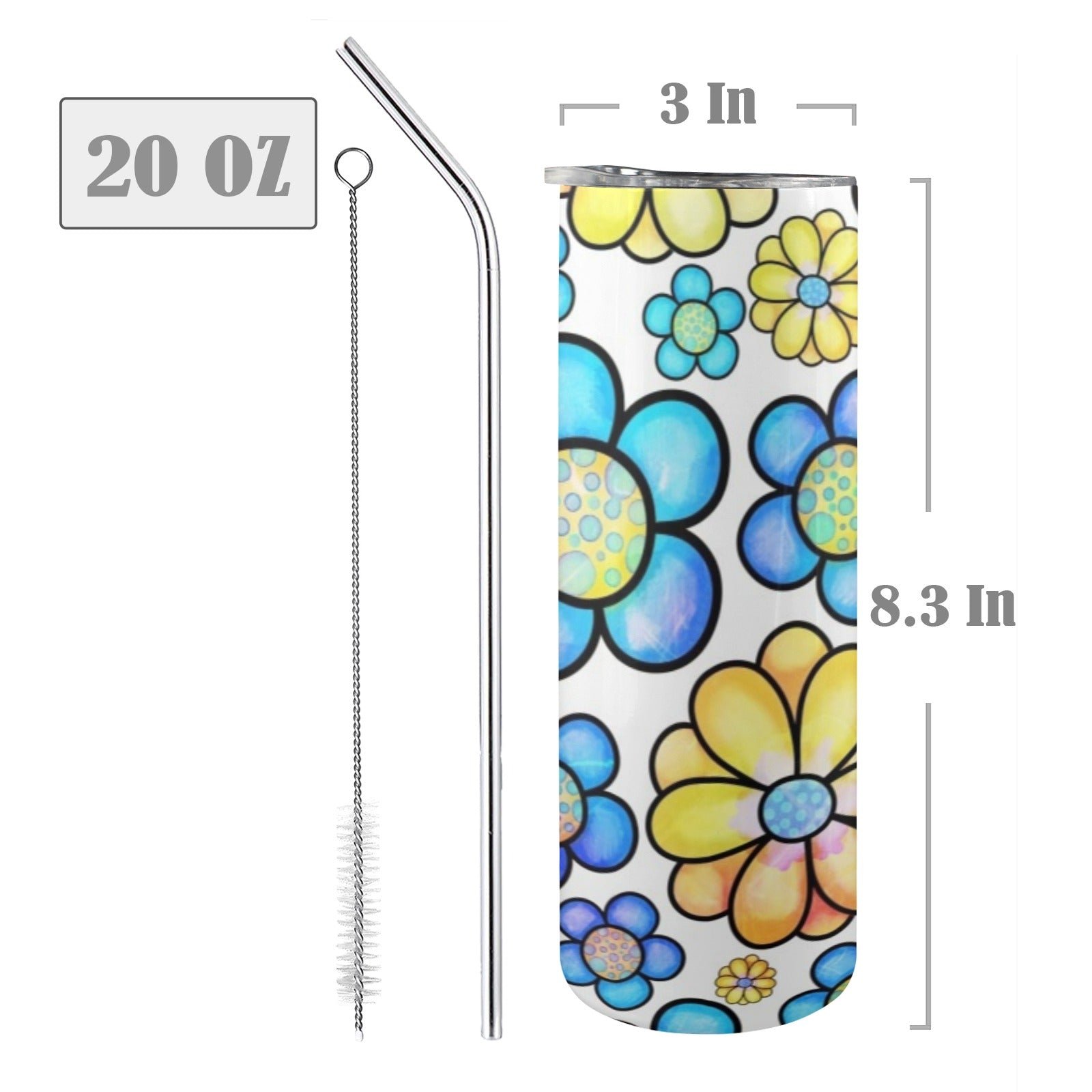 Simple Flowers - 20oz Tall Skinny Tumbler with Lid and Straw
