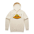 Alien Pizza - Mens Hoodie Ecru Mens Hoodie Food Printed In Australia Sci Fi