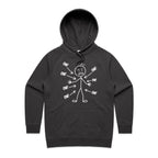 Ow! Everything Hurts Stick Figure Women's AS Colour Hoodie Coal Womens Hoodie Printed In Australia