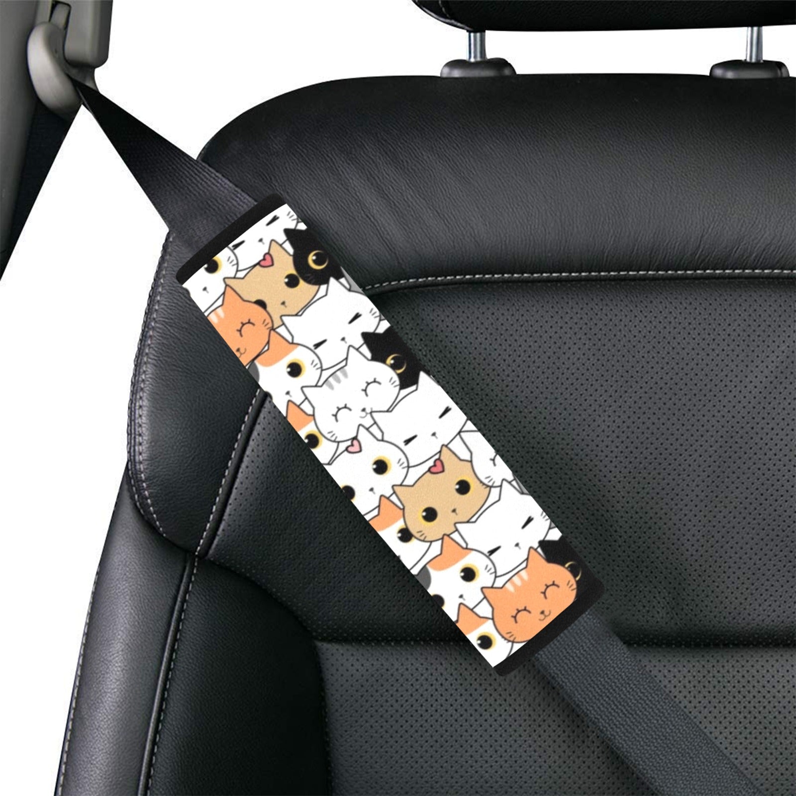 Cute Cartoon Cats Car Seat Belt Cover 7''x10'' (Pack of 2) Car Seat Belt Cover 7x10 (Pack of 2) animal Printed Offshore