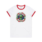 Believe In Yourself, Alien - Women's Ringer Tee White Red Womens Ringer T-shirt Motivation Positivity Printed In Australia Sci Fi