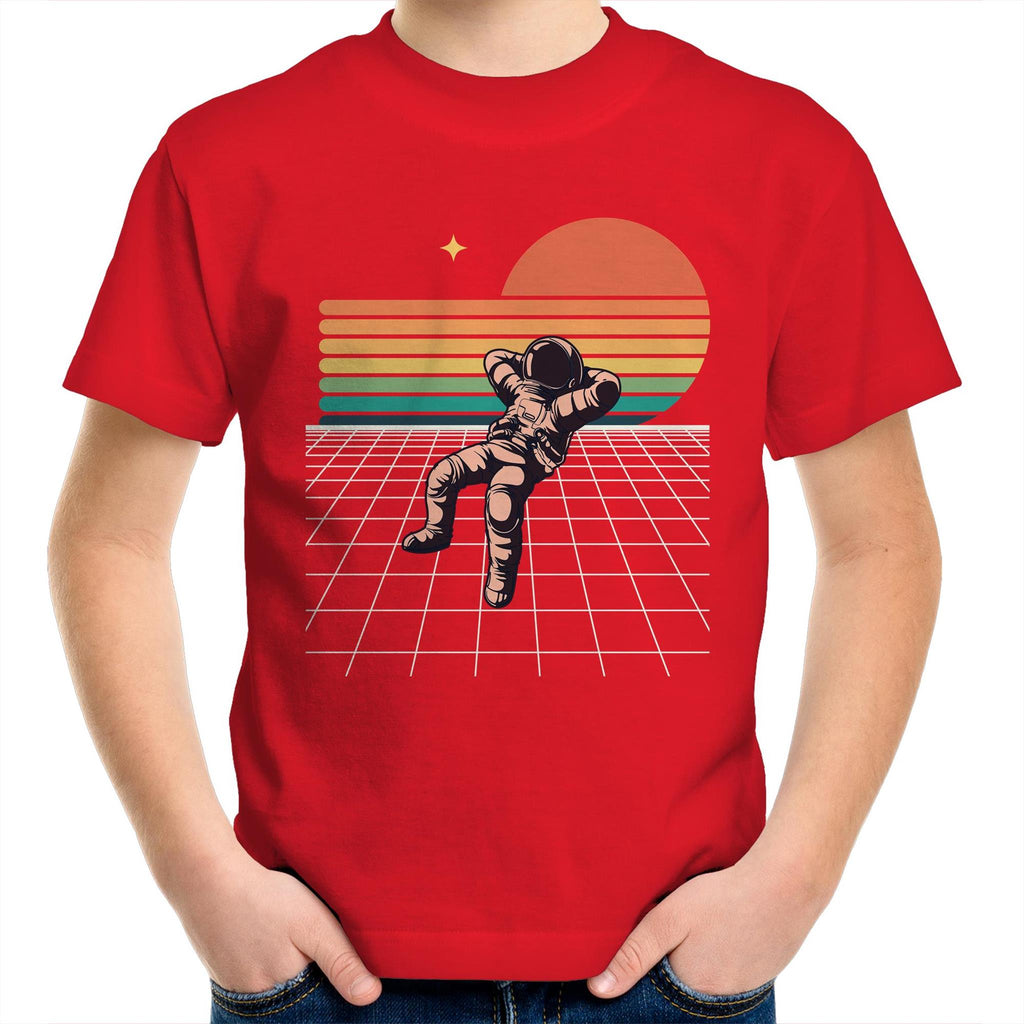 Retro Astronaut - Kids Youth T-Shirt Red Kids Youth T-shirt Printed In Australia Space