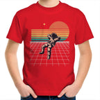 Retro Astronaut - Kids Youth T-Shirt Red Kids Youth T-shirt Printed In Australia Space