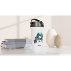 Coral Sea Initial - White 15oz Stainless Steel Travel Mug Personalised Travel Mug customise Globally Fulfilled Initial Name personalise