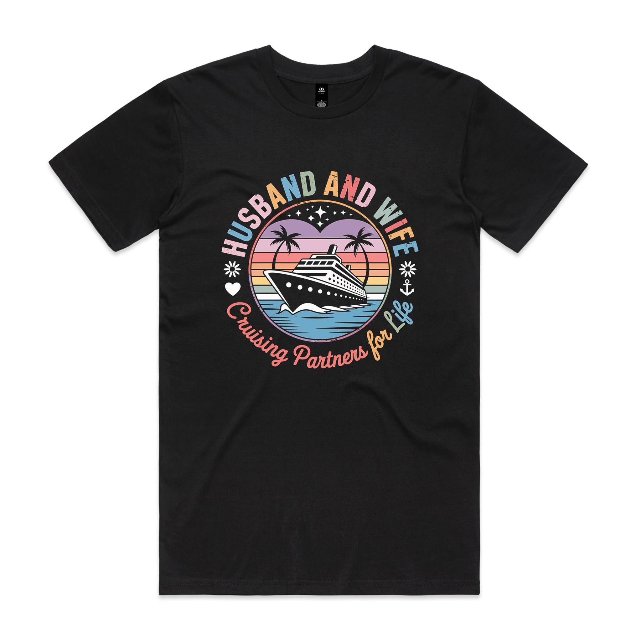 Husband And Wife, Cruising Partners For Life Mens Cruise T-shirt Black Mens Cruise T-shirt Cruise Printed In Australia