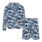 Japanese Waves Men's Lightweight Sun Hoodie & Shorts Set Men's Lightweight Sun Hoodie & Shorts Ocean Printed Offshore