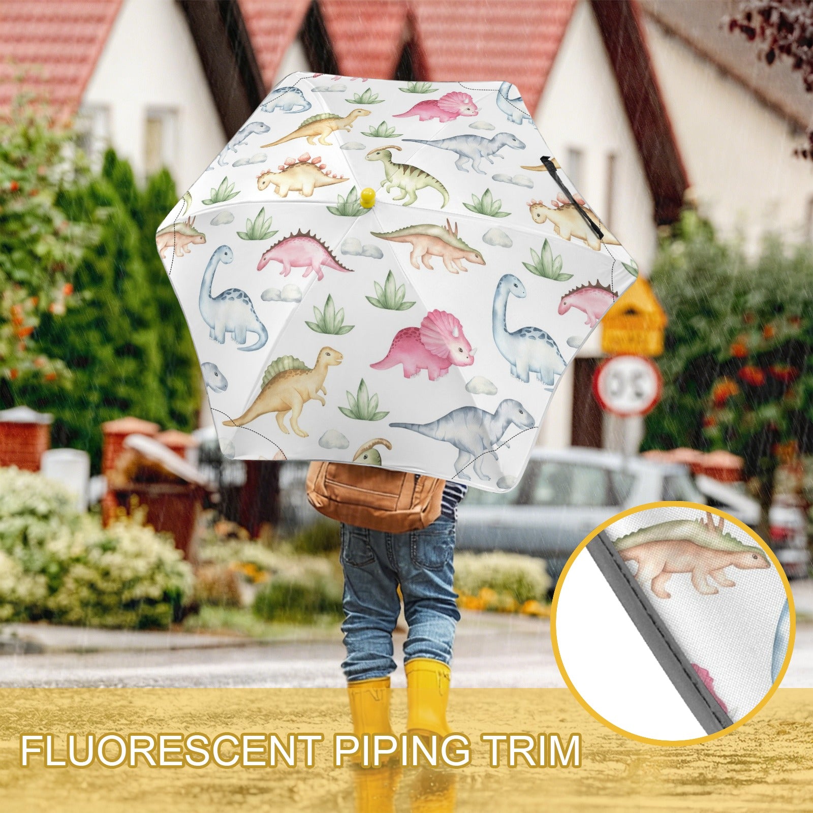 Dinosaur Garden Kids Safe Round Corner Umbrella Kids Safe Round Corner Umbrella animal Printed Offshore