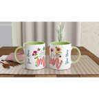 Personalised Mum With Flowers And Butterflies 11oz Ceramic Mug Ceramic Green Personalised 11oz Mug Globally Fulfilled Mum