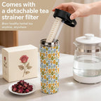 Retro Boho Flower 20oz Tea Tumbler with Carry Handle