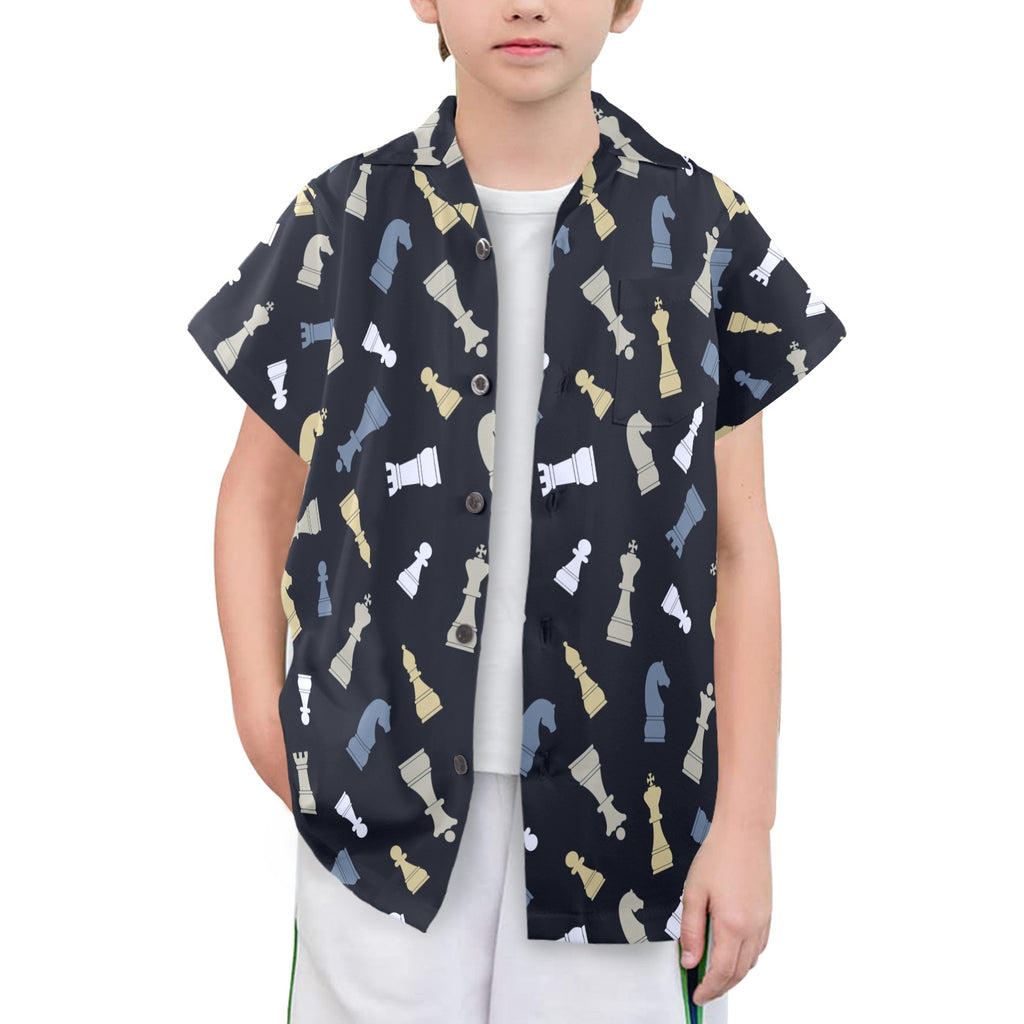 Chess Pattern Senior Kids Hawaiian Shirt Senior Kids Hawaiian Shirt 8-15 Chess Games Printed Offshore