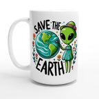 Personalised - Save The Earth, Alien - White 15oz Ceramic Mug Default Title Personalised 15oz Mug customise Environment Globally Fulfilled personalise Sci Fi