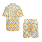 Retro Boho Flower Men's Hawaiian Shirt & Shorts Set Men's Hawaiian Shirt & Shorts Set Plants Printed Offshore