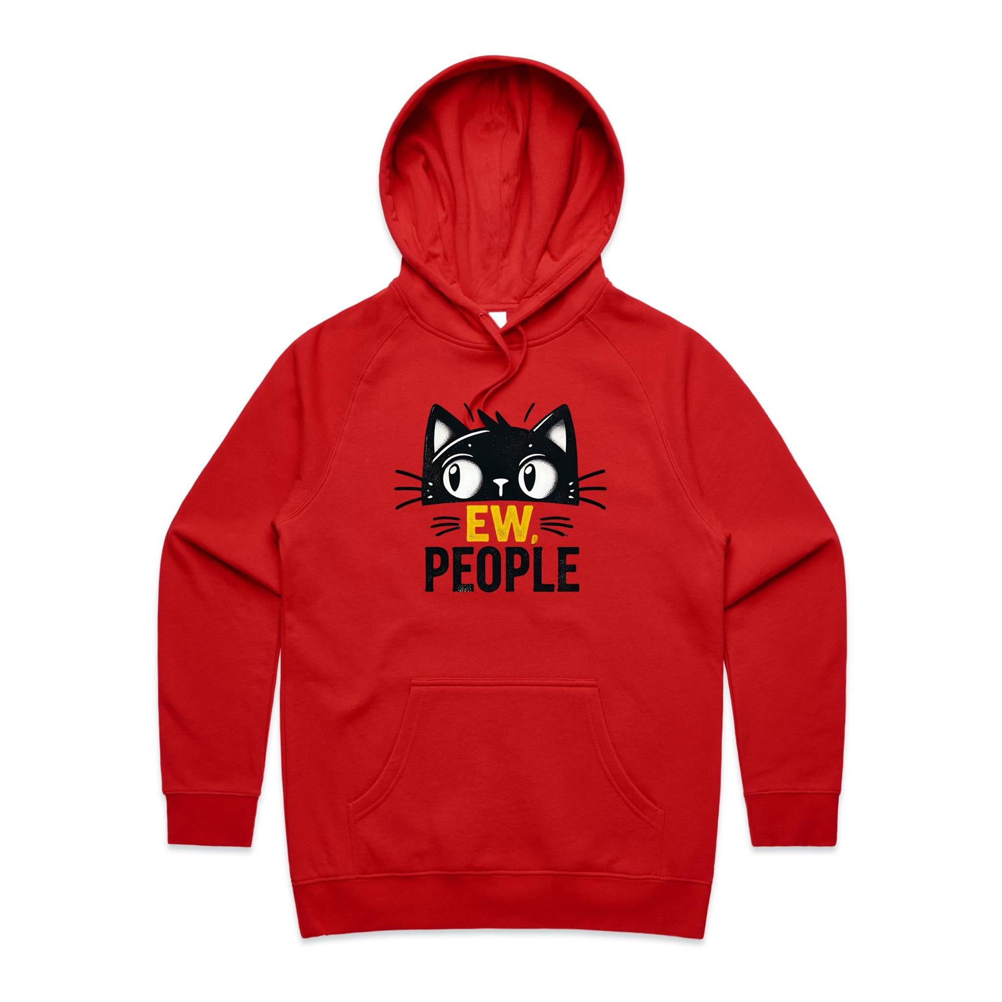 Ew People, Cat - Womens Hoodie Red Womens 2XL Womens Hoodie animal Printed In Australia