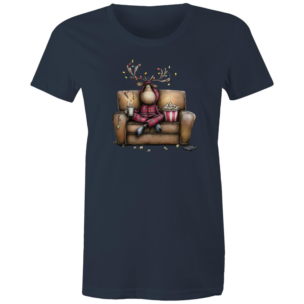 Reindeer, Christmas Movies Watching T-shirt - Womens T-shirt