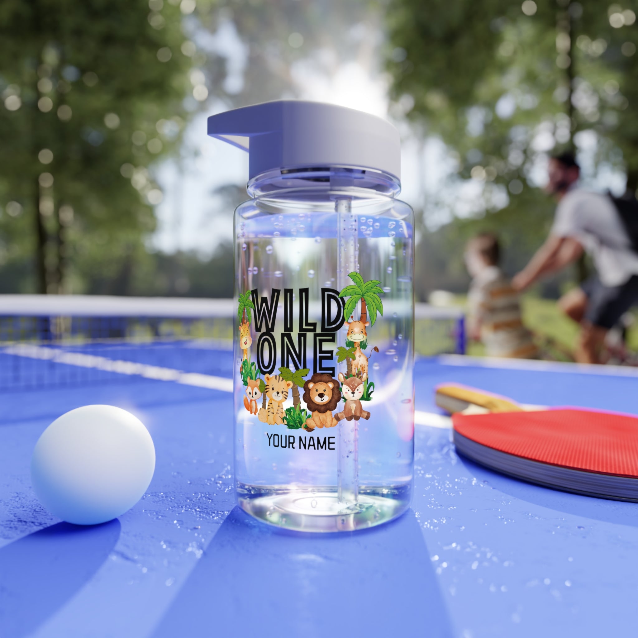 Personalised - Wild One, Jungle Animals - Tritan Water Bottle