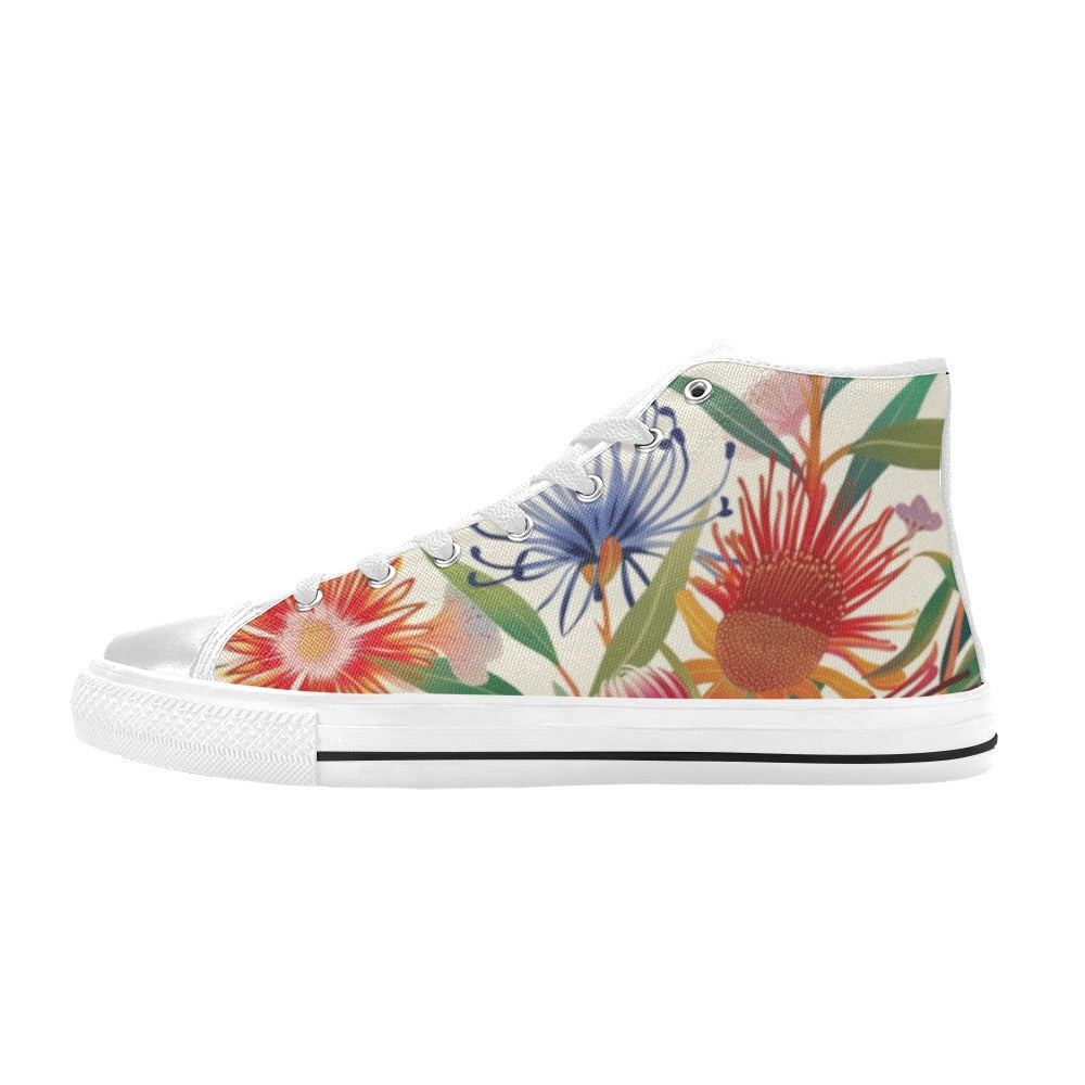 Australian Native Flowers - Women's High Top Canvas Shoes