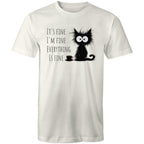 It's Fine, I'm Fine, Frazzled Cat - Mens T-Shirt Natural Mens T-shirt animal Printed In Australia